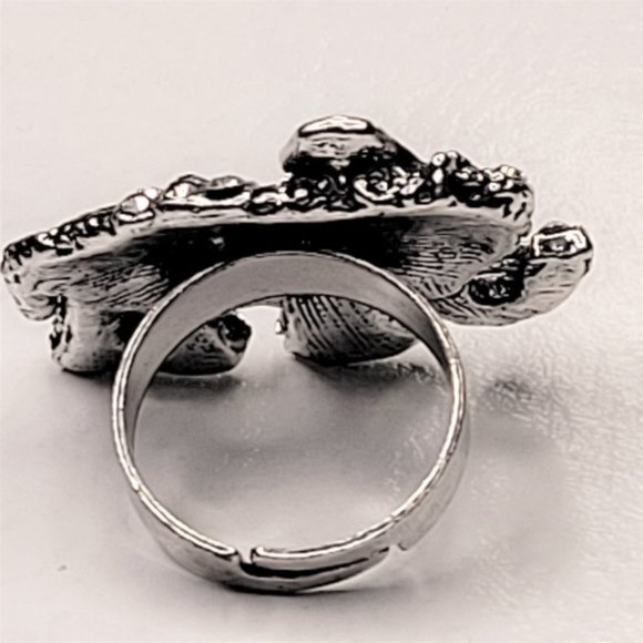 Silver Crystal Jeweled Elephant Adjustable Ring - Picture 5 of 5